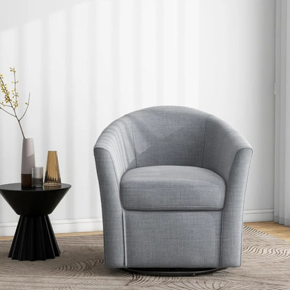 Swivel Accent Armchair - Modern Round Single Sofa Seating Comfy Reading Barrel Chairs - For Living Room, Bedroom or Office