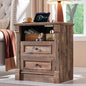 26" Tall Nightstand/End Table with Charging Station - Farmhouse 23.6" Wide w/Roman Column