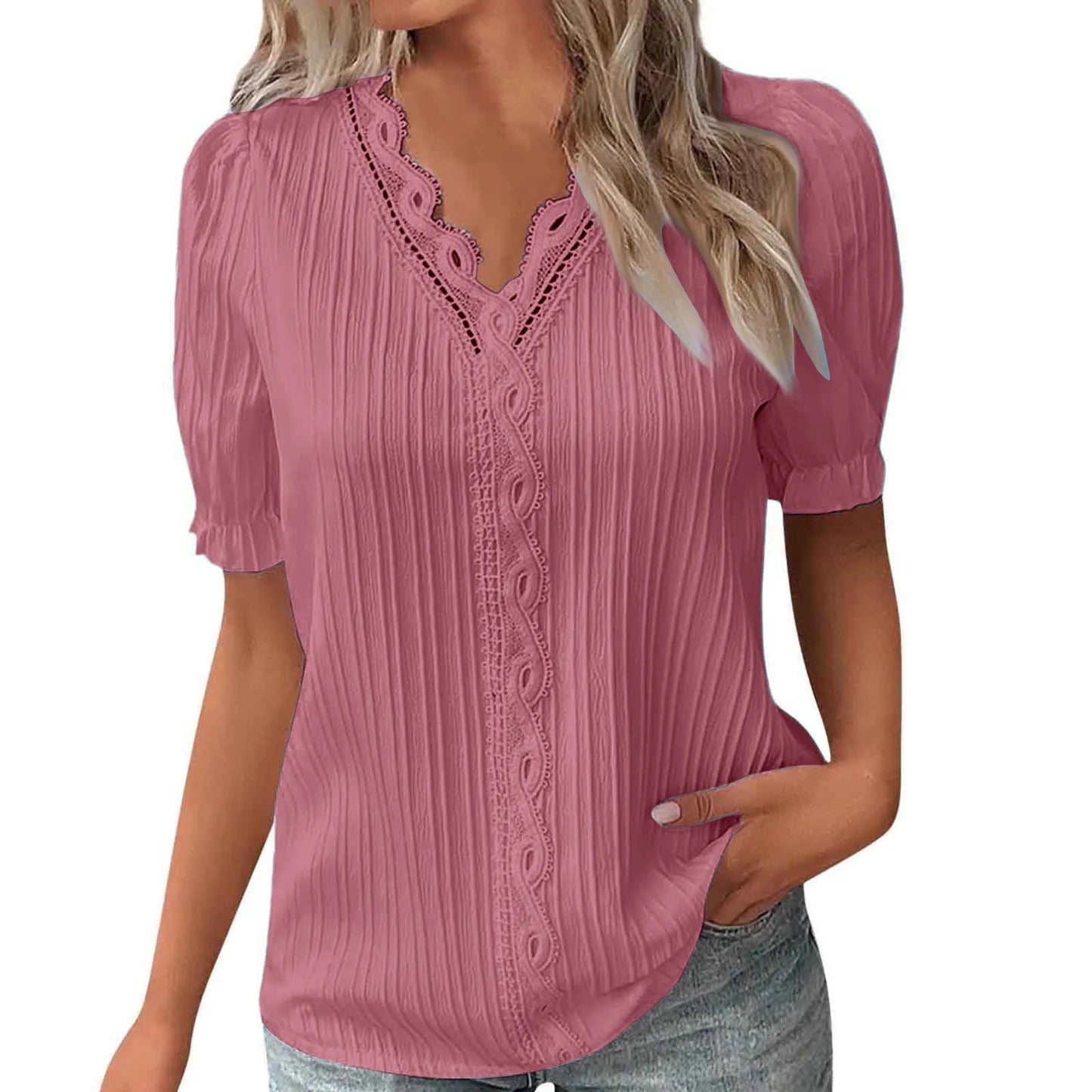 Ladies Summer Hollow Short-Sleeved Tops -Tops For Women, Summer Clothes