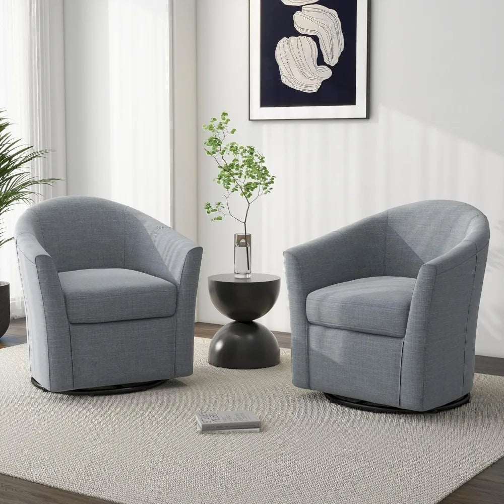 Swivel Accent Armchair - Modern Round Single Sofa Seating Comfy Reading Barrel Chairs - For Living Room, Bedroom or Office