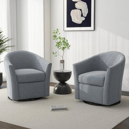 Swivel Accent Armchair - Modern Round Single Sofa Seating Comfy Reading Barrel Chairs - For Living Room, Bedroom or Office