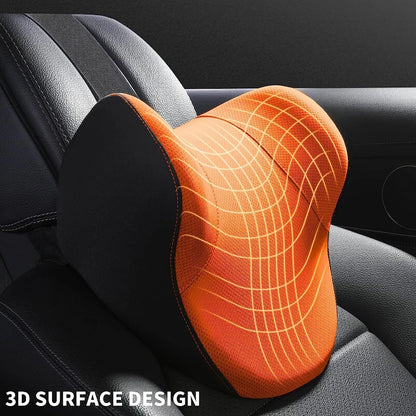 Memory Cotton Neck & Car Seat Pillow Support - Auto Lumbar Cushion - Comfortable and Breathable Car Headrest & Lumbar Support
