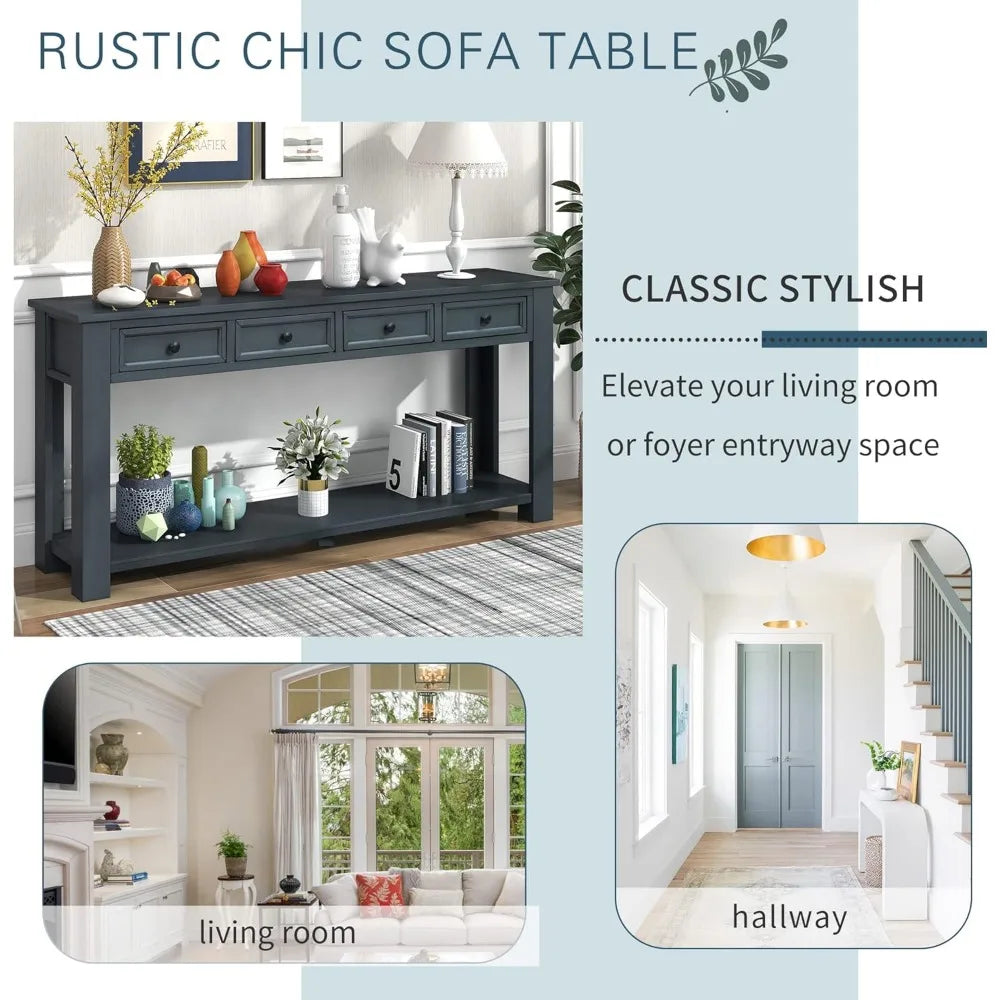 Console Table for Entryway, Hallway Or Sofa Table with Storage Drawers and Bottom Shelf