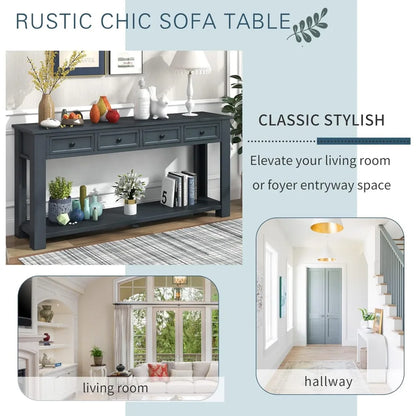 Console Table for Entryway, Hallway Or Sofa Table with Storage Drawers and Bottom Shelf