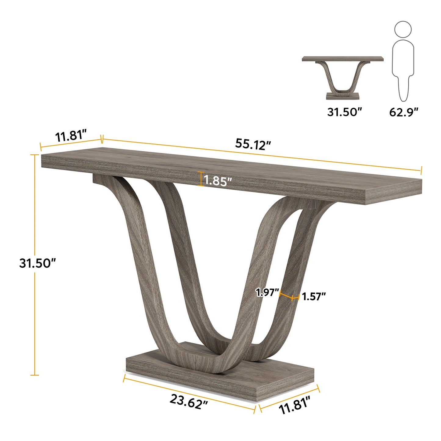 Tribesigns Farmhouse Console Table - 55 Inch Wood Sofa Table - Entryway Table - Industrial Rustic Narrow Hallway Tables