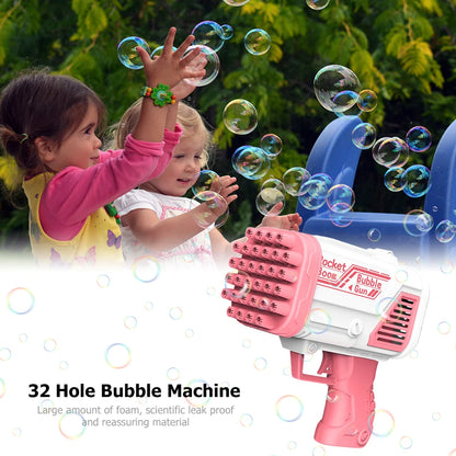 32 Hole Handheld Bubble Gun Kids Toy Bazooka Bubbles Machine Soap Blower Children's Outdoor Toy Kids Bathing Toys For Boys Girls