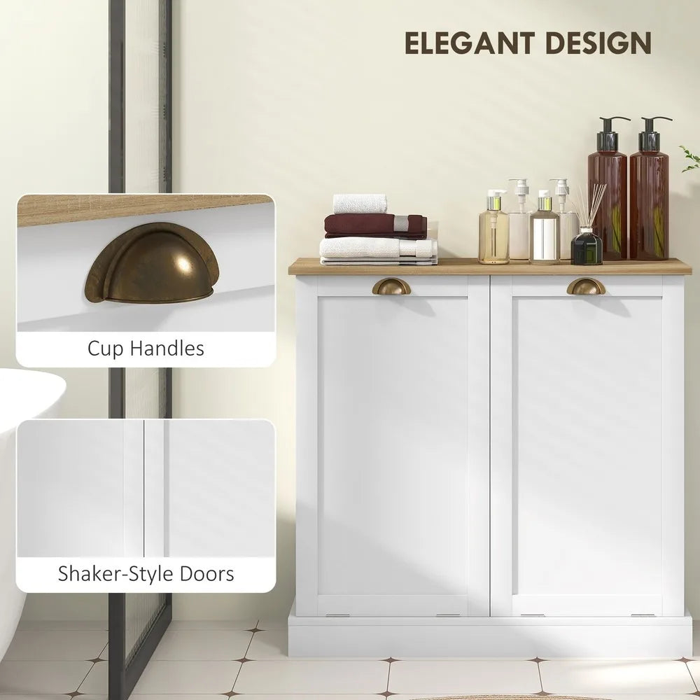 Laundry Hamper Cabinet - Tilt out Bathroom Storage Cabinet - White