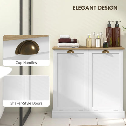 Laundry Hamper Cabinet - Tilt out Bathroom Storage Cabinet - White