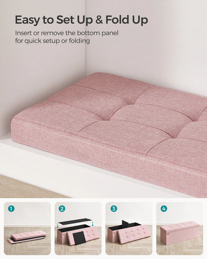 SONGMICS Mazie Collection - 43 Inches Folding Storage Ottoman Bench - Ottoman Foot Rest, End of Bed Bench, Storage Chest