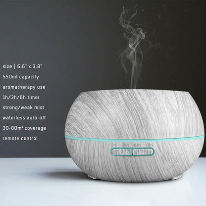 Gift of Wellness Premium Wood Diffuser Set w/6 Essential Oils & Remote - Perfect Housewarming Gift