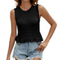 Summer Clothes - Women's Knitted Sleeveless Top With Hollow Hem