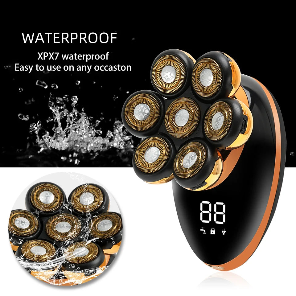 IXP7 Waterproof Floating Men's Electric Shaver - Wet/Dry Beard Trimmer - Electric Razor - Rechargeable - LCD Display + Accessories