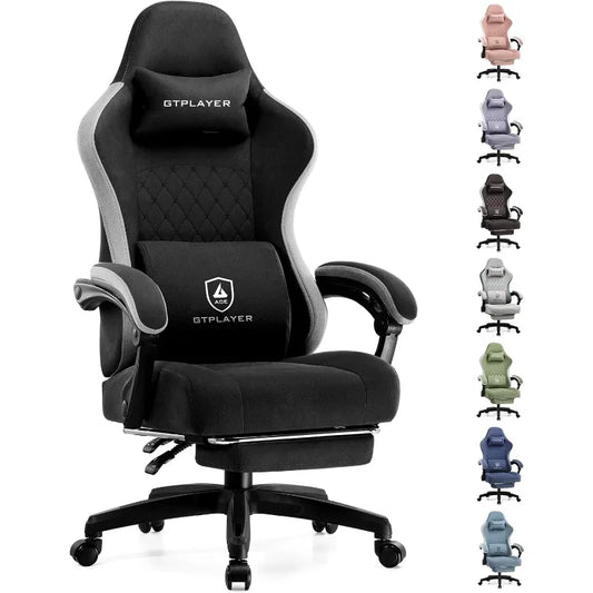 GTPLAYER Gaming Chair, Computer Office Chair with Pocket Spring Cushion, Linkage Armrests and Footrest, High Back Ergonomic Chair