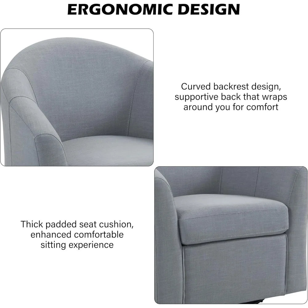 Swivel Accent Armchair - Modern Round Single Sofa Seating Comfy Reading Barrel Chairs - For Living Room, Bedroom or Office