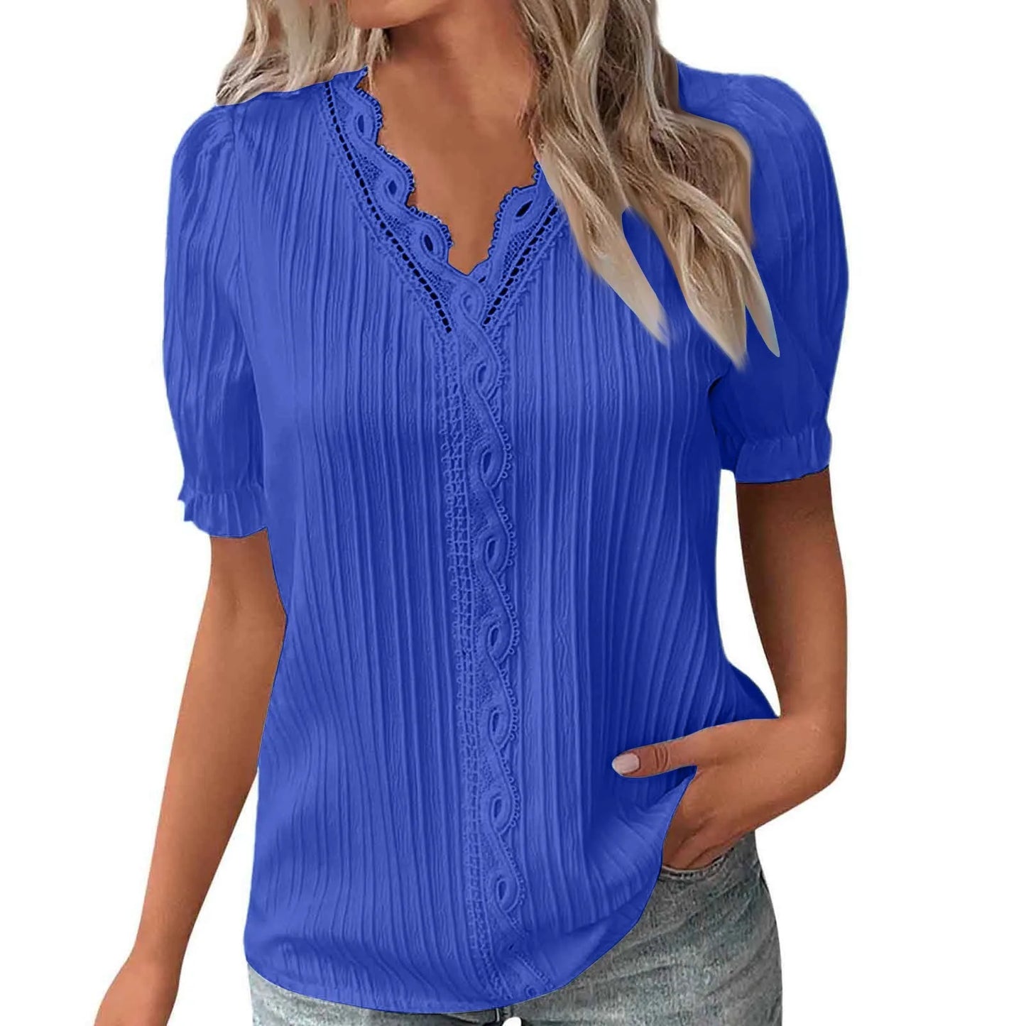 Ladies Summer Hollow Short-Sleeved Tops -Tops For Women, Summer Clothes