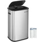 Motion Sensor Trash Can - 13 Gallon Automatic Garbage Can with Soft-Close Lid - Bag Retainer Ring - Stainless Steel