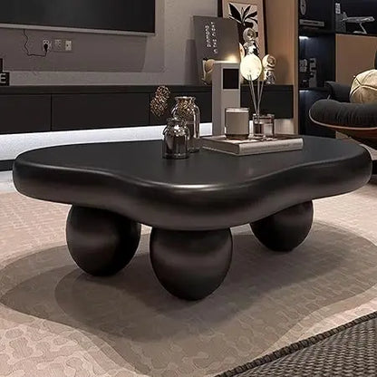 Modern Coffee Table - Abstract Cloud Shape - Low Coffee Table Irregular Indoor Tea Table with 3 Oval Leg for Living Room (47in) Office