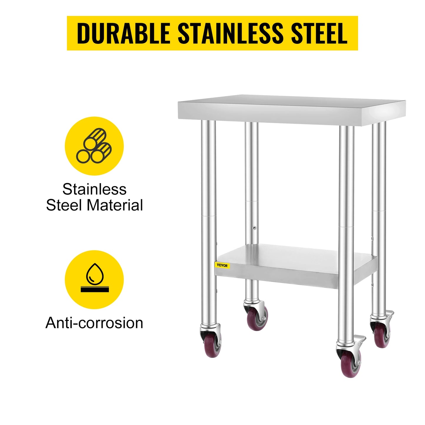 Stainless Steel Kitchen Work Space 2 Shelves, Moveable