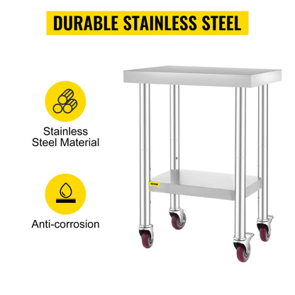 Stainless Steel Kitchen Work Space 2 Shelves, Moveable