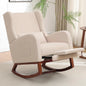 Rocking Chair with Foot Rest - Wingback Nursery Rocking Chair - Teddy Nursing Rocker Chair with Pillow