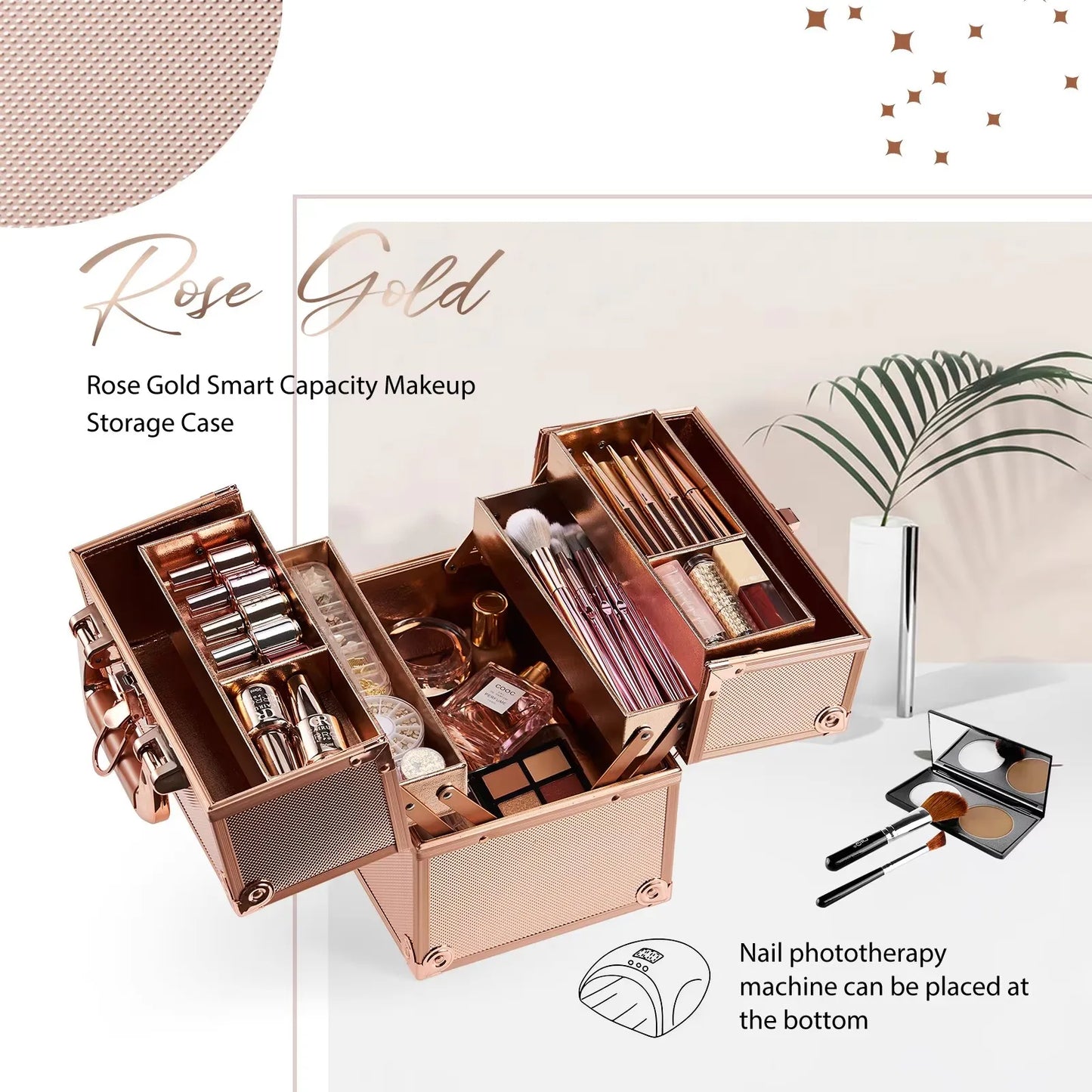 Portable Travel Makeup Case - Alloy Cosmetics Make Up Storage - Organizer Box