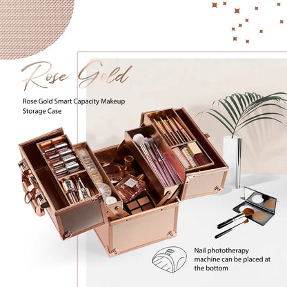 Portable Travel Makeup Case - Alloy Cosmetics Make Up Storage - Organizer Box