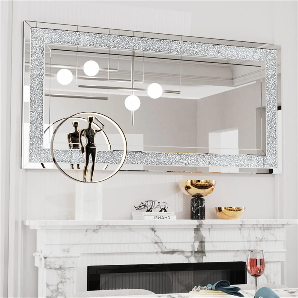 Venetian Wall Mirror Polished Crush Crystal Diamond Edge