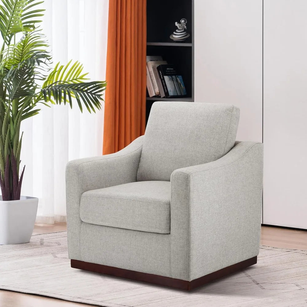 Swivel Accent Chair - Upholstered Modern Armchair - 2-in-1 Convertible, Stationary Single Sofa Chair with Pet-Friendly Fabric