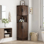 Tall Corner Bathroom Cabinet with Doors - 67" Storage Cabinet with Barn Doors and Adjustable Shelf for Kitchen, Bathroom, etc