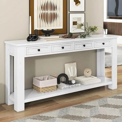Console Table for Entryway, Hallway Or Sofa Table with Storage Drawers and Bottom Shelf