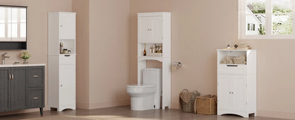 Over The Toilet Storage Cabinet w/ Adjustable Shelf and Double Doors