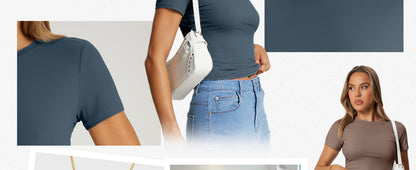 Women's Basic T Shirts - Summer Tops 2025 - Crop Short Sleeve Tee