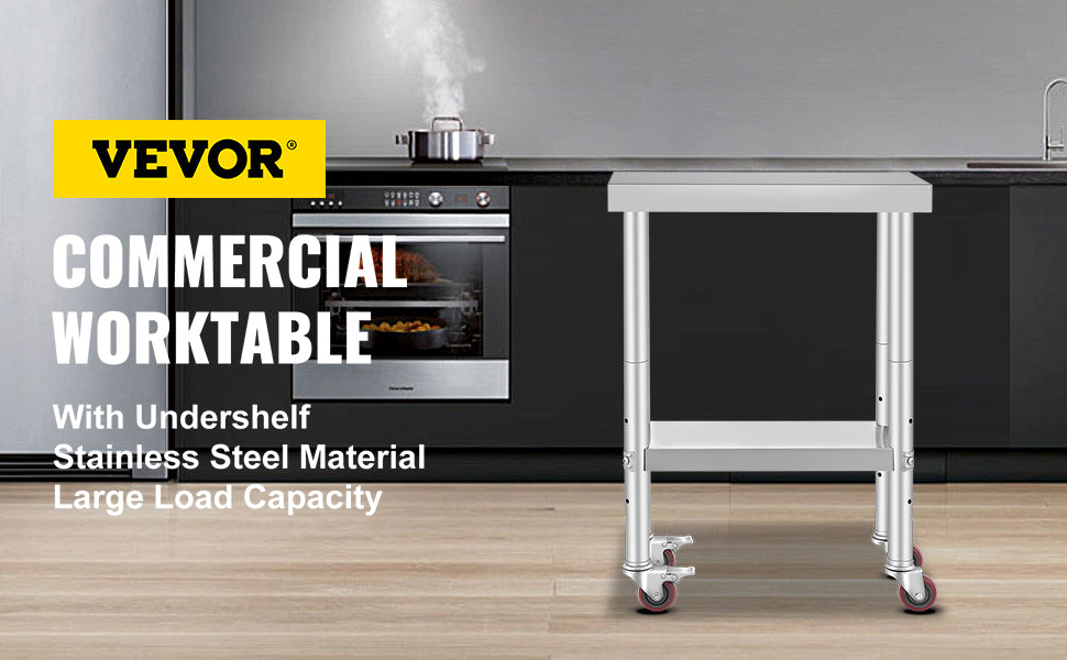 Stainless Steel Kitchen Work Space 2 Shelves, Moveable