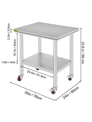 Stainless Steel Kitchen Work Space 2 Shelves, Moveable