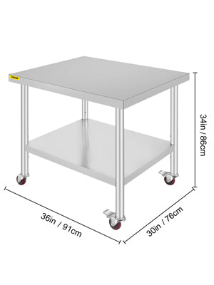 Stainless Steel Kitchen Work Space 2 Shelves, Moveable