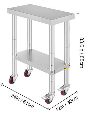 Stainless Steel Kitchen Work Space 2 Shelves, Moveable
