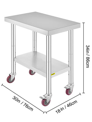 Stainless Steel Kitchen Work Space 2 Shelves, Moveable