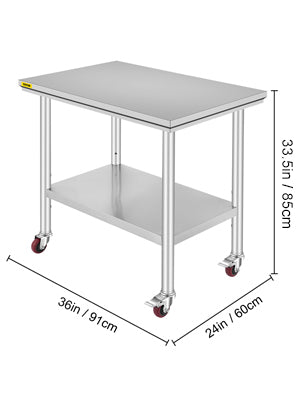 Stainless Steel Kitchen Work Space 2 Shelves, Moveable