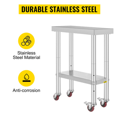 Stainless Steel Kitchen Work Space 2 Shelves, Moveable
