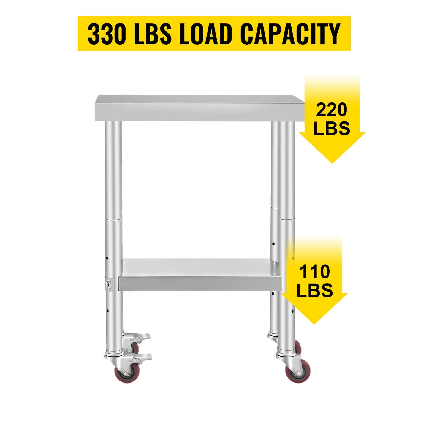Stainless Steel Kitchen Work Space 2 Shelves, Moveable